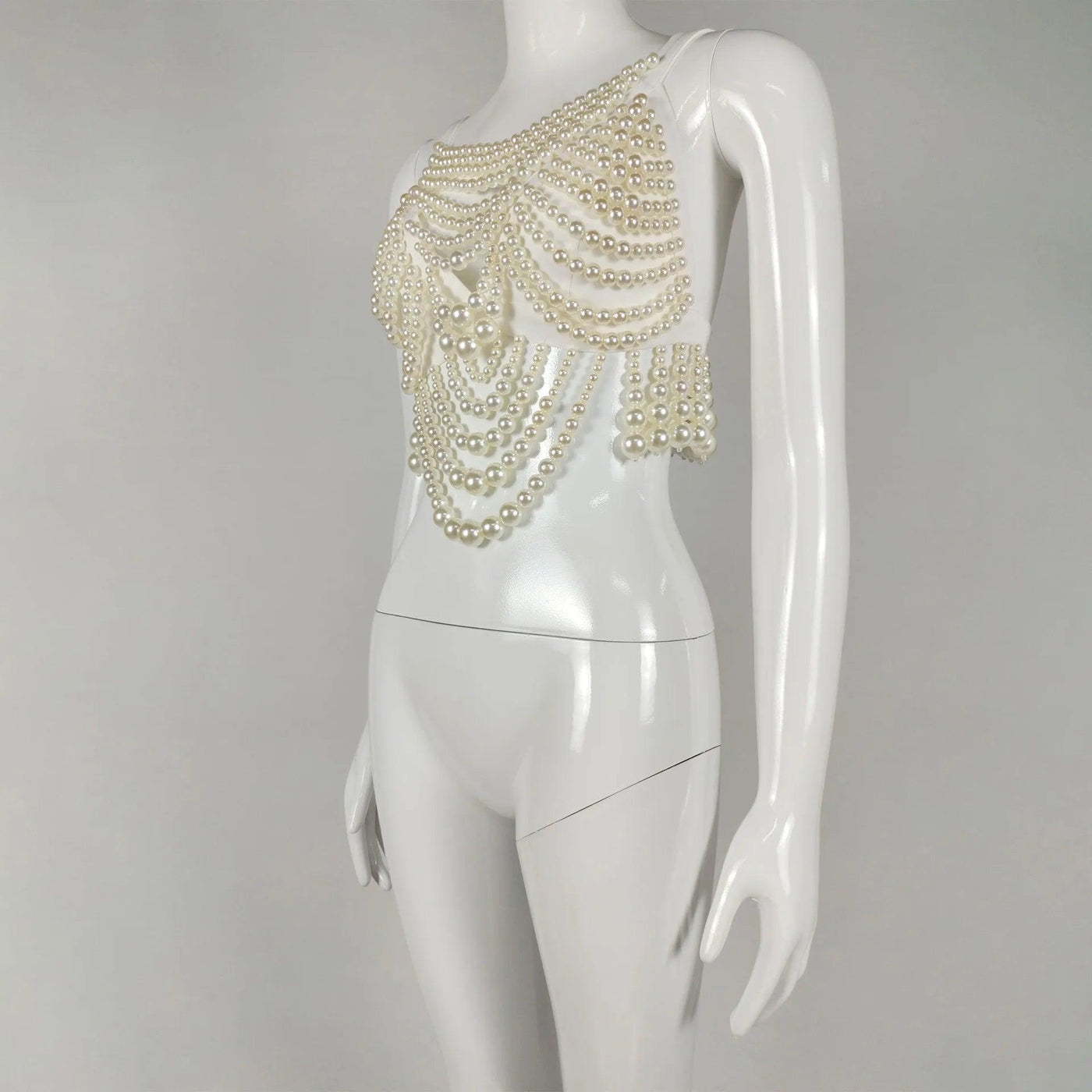 Sleeveless Full Pearl Beading Top - Celestial Couture