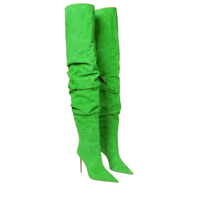 Paloma Suede Pleated Pointed Boots