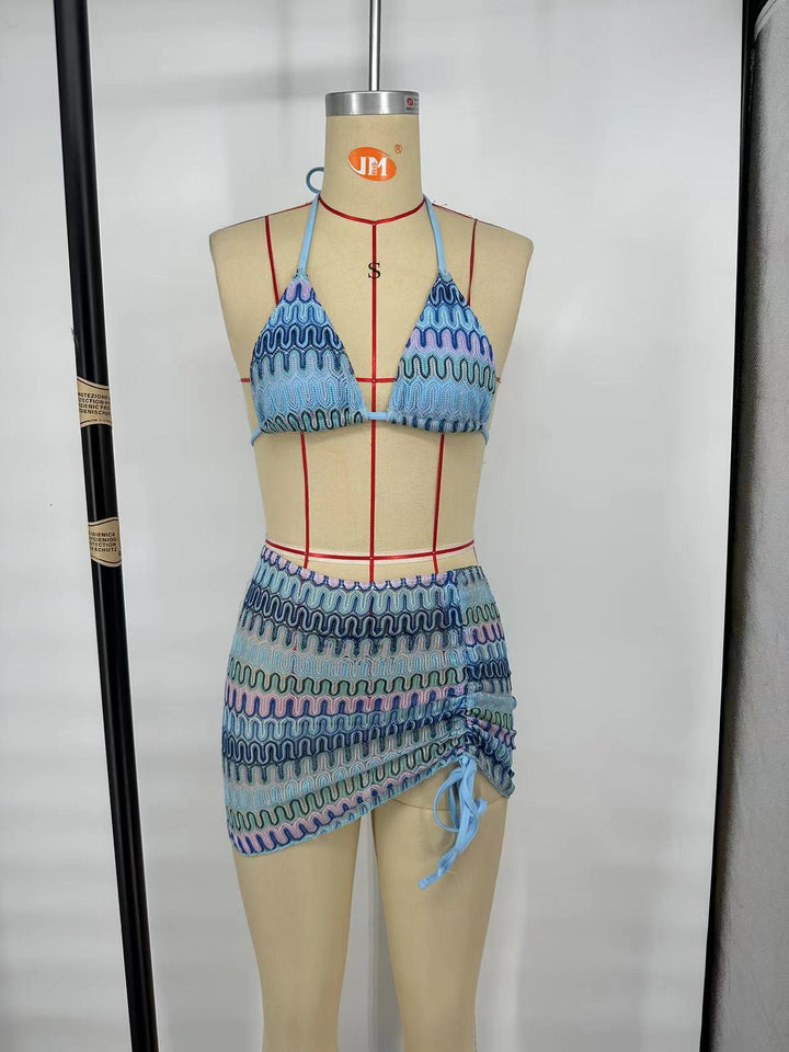 Zigzag 3 Piece boho bikini set - multiple colors available