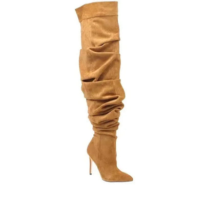 Paloma Suede Pleated Pointed Boots