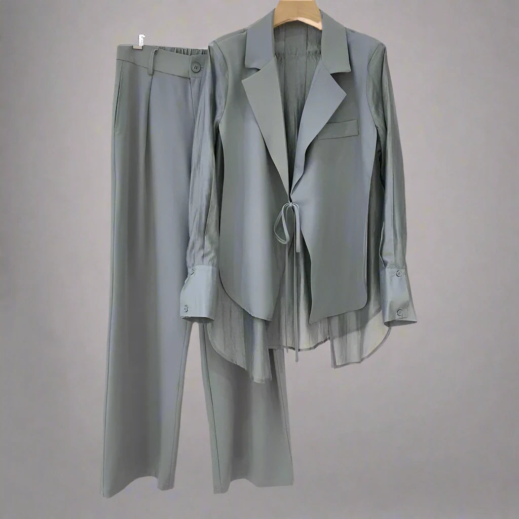 ANNA Chiffon Blazer &amp; Trousers | Sophisticated Women’s Formalwear - Celestia Couture