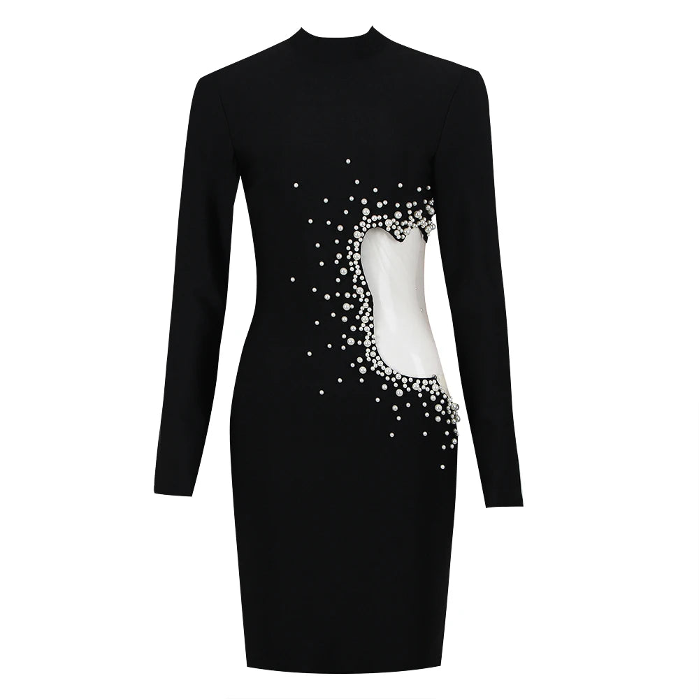 Twilight Bloom Beaded Mesh Midi Dress - Celestial Couture