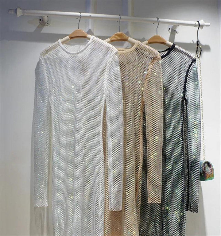 Crystal Diamond Bodycon Dress - Celestia Couture