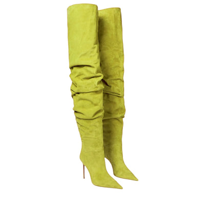 Paloma Suede Pleated Pointed Boots