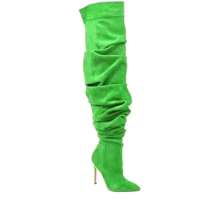 Paloma Suede Pleated Pointed Boots