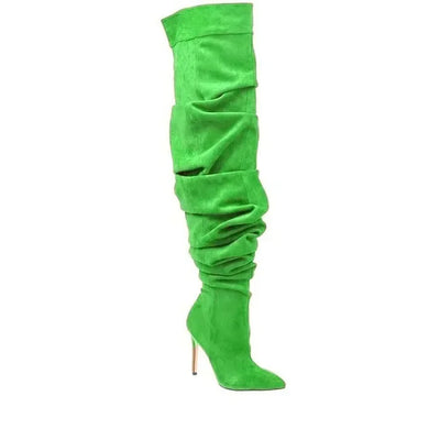 Paloma Suede Pleated Pointed Boots