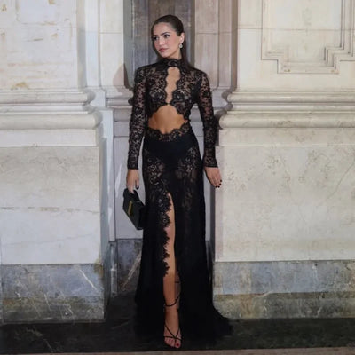 Valentina Black Lace Maxi Dress
