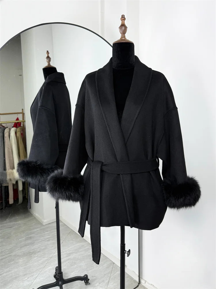 ELARA 2 WOOL COAT FOX FUR