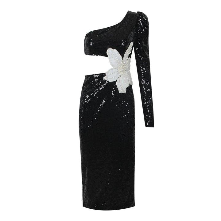 Midnight Blossom Asymmetrical Dress - Celestia Couture