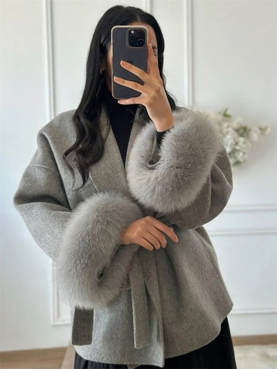 ELARA 2 WOOL COAT FOX FUR