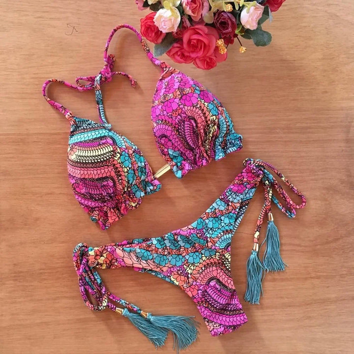 Boho Tassel Bottom Bikinis - multiple prints