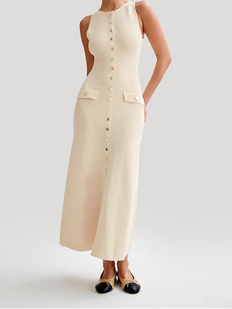Refined Grace Knitted Long Dress - Celestial Couture