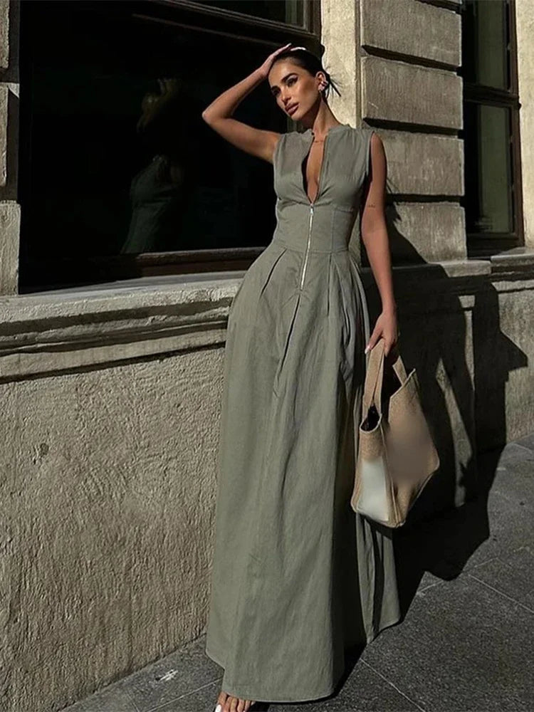 Ethereal Linen Maxi Dress - Celestial Couture