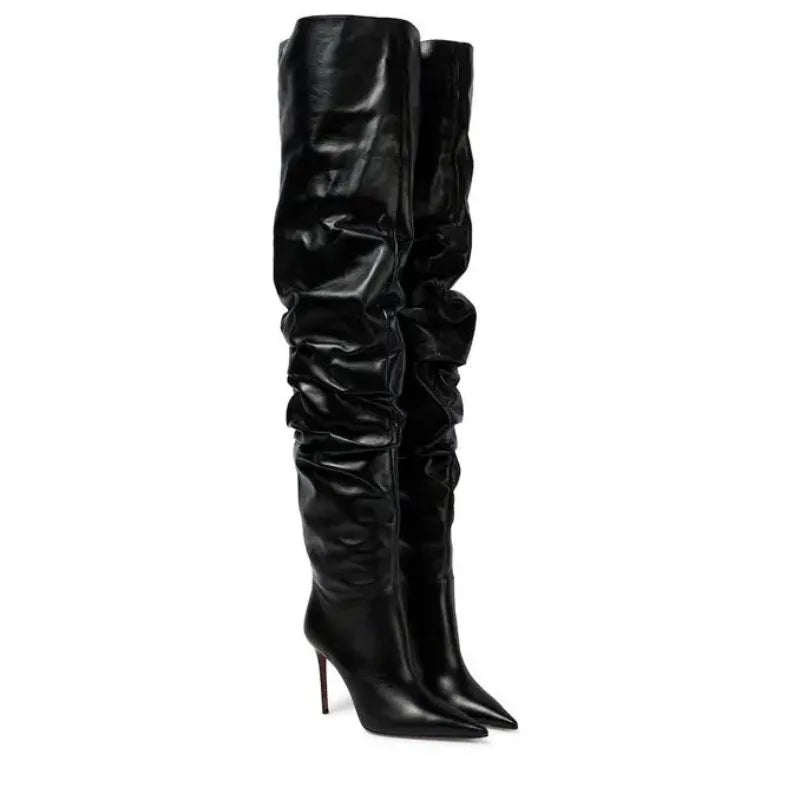 Paloma Suede Pleated Pointed Boots