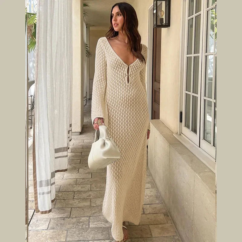 Midnight Breeze Knit Cover-Up Dress - Celestial Couture