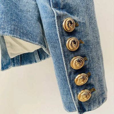 Mona Double Breasted Denim Jeans Short Blazer