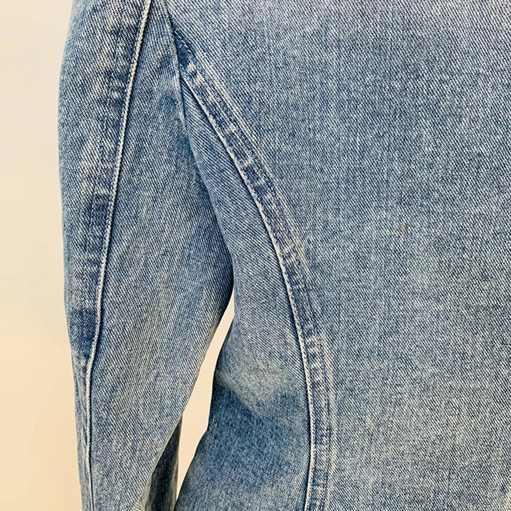 Mona Double Breasted Denim Jeans Short Blazer