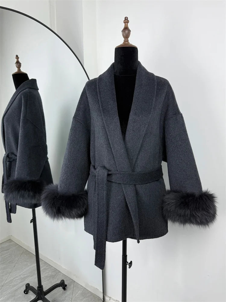 ELARA 2 WOOL COAT FOX FUR