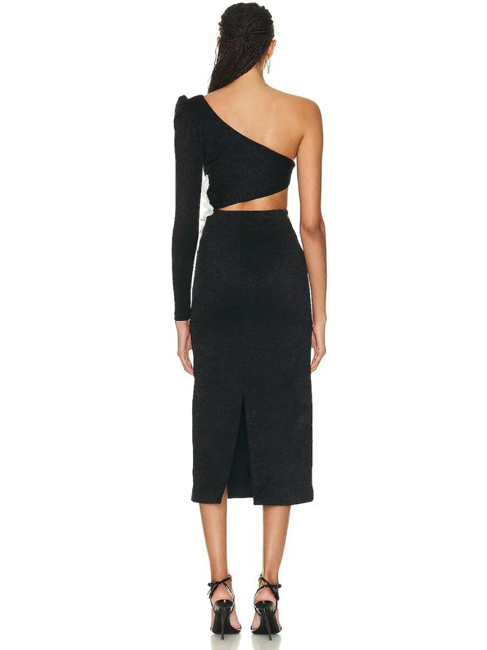 Midnight Blossom Asymmetrical Dress - Celestia Couture