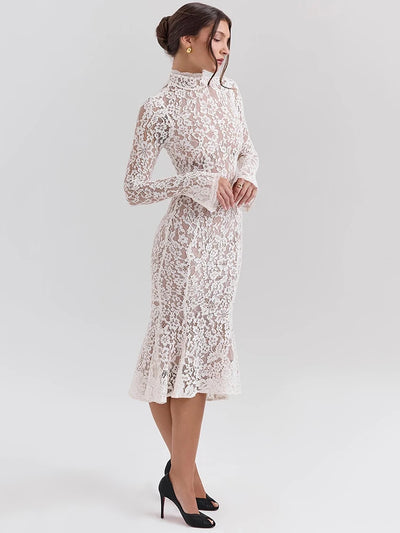 Mona Long Sleeve Lace Midi Dress