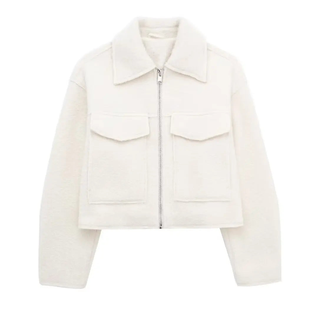 Mila Women Elegant Long Sleeve Wool Jacket