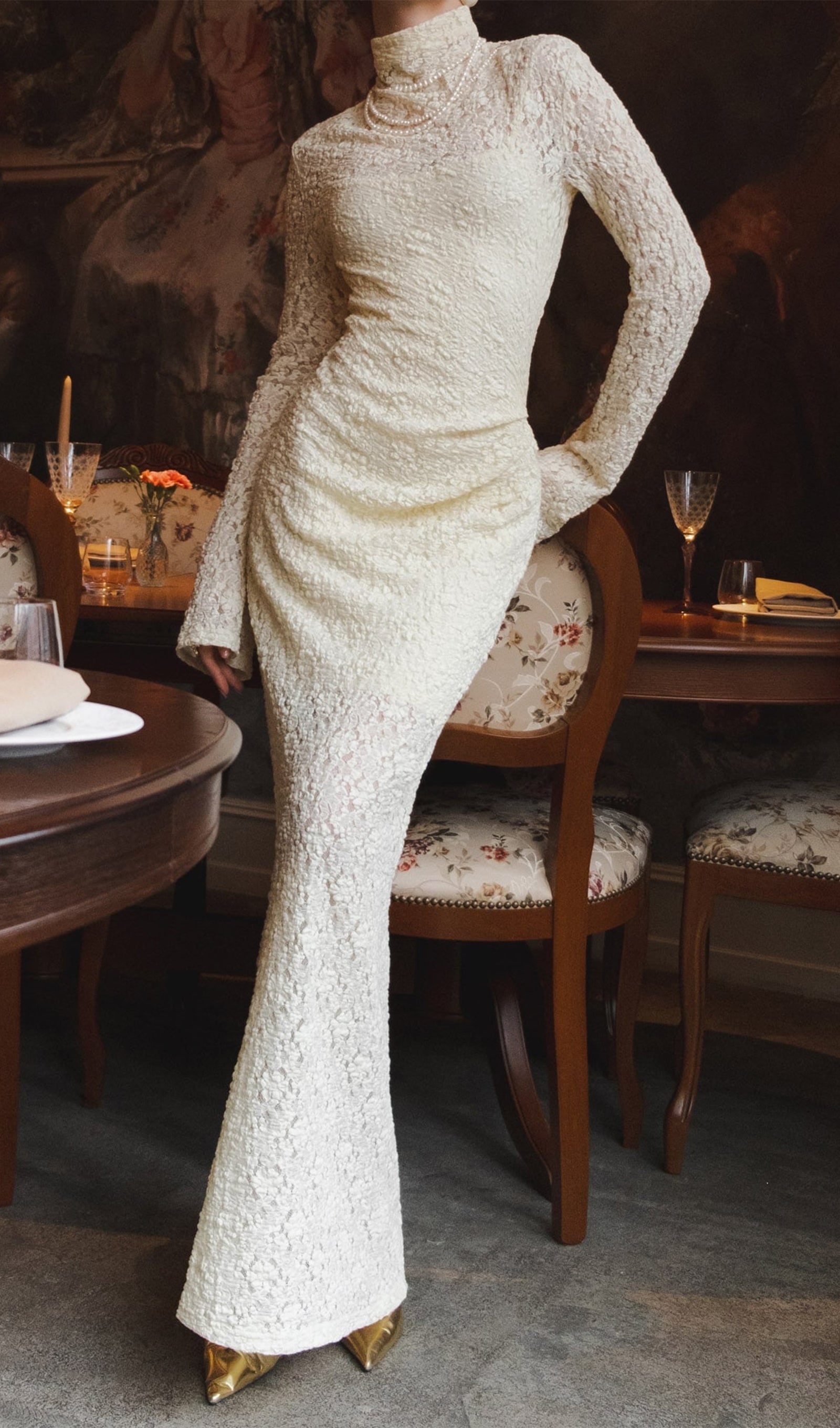 Solid Openwork Maxi Dress