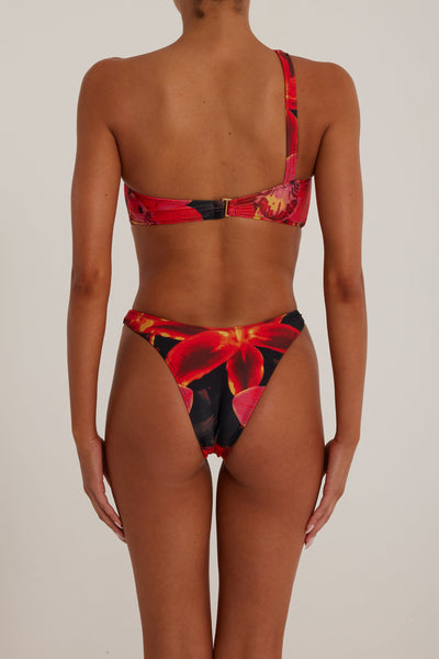 Spiral One Shoulder One Piece (Red Tropical) - Celestial Couture