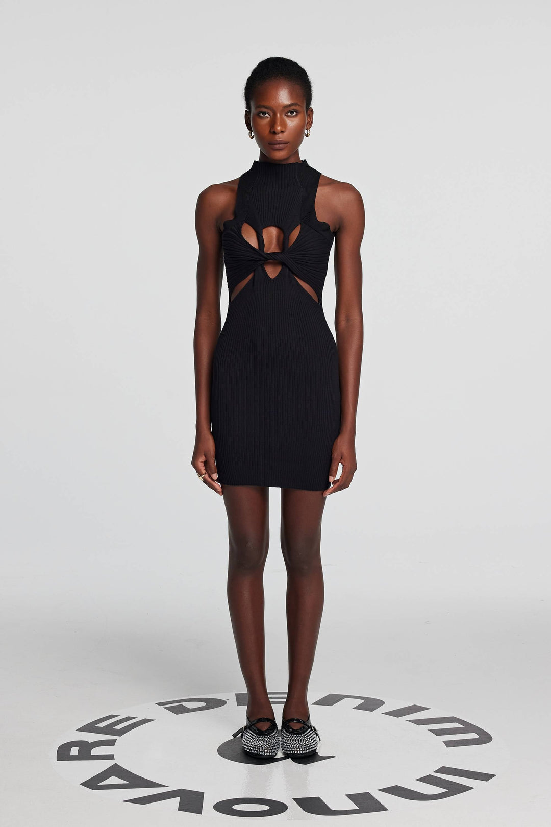 Stella Knit Sleeveless Cutout Dress In Black - Celestia Couture
