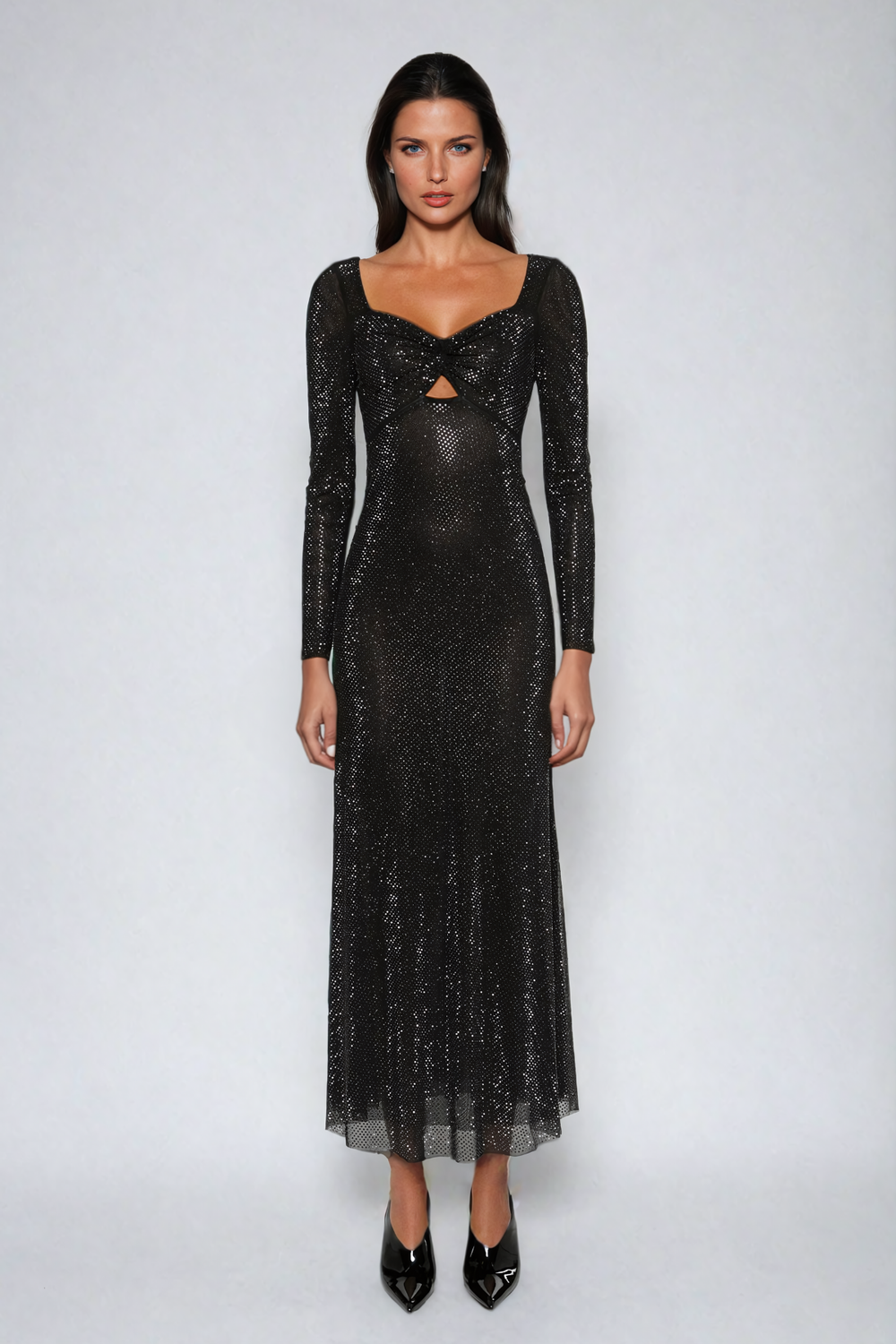 Tate Rhinestone Mesh Maxi Dress - Celestia Couture
