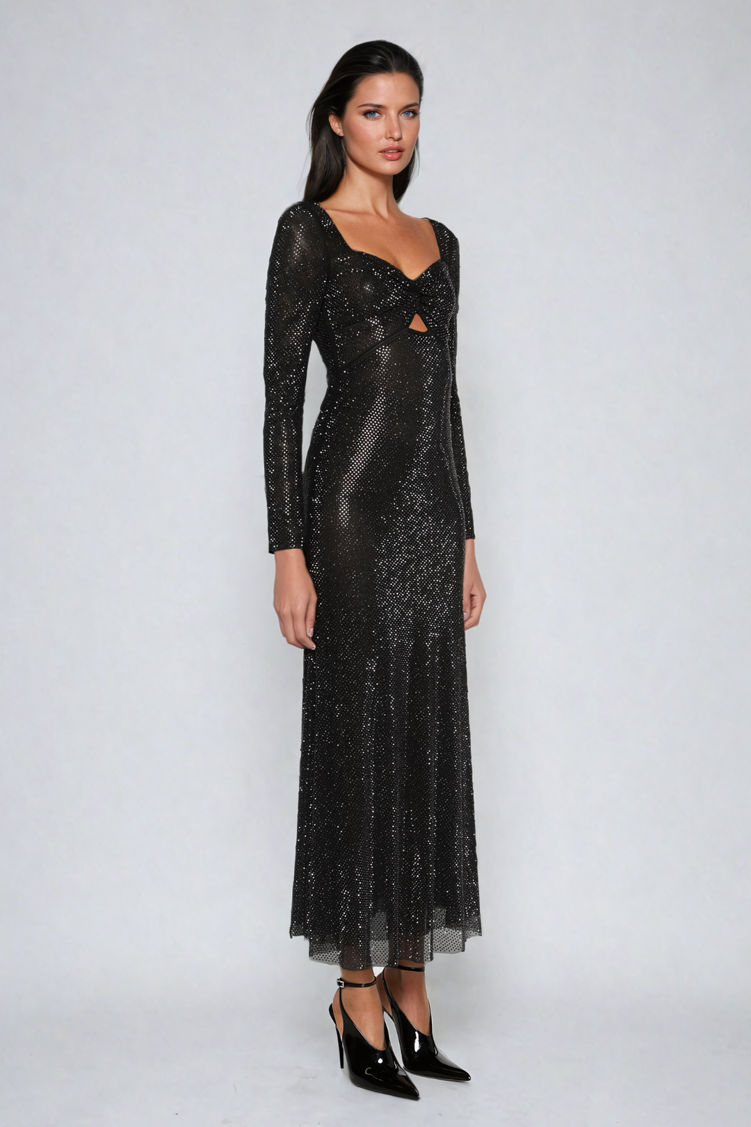 Tate Rhinestone Mesh Maxi Dress - Celestia Couture