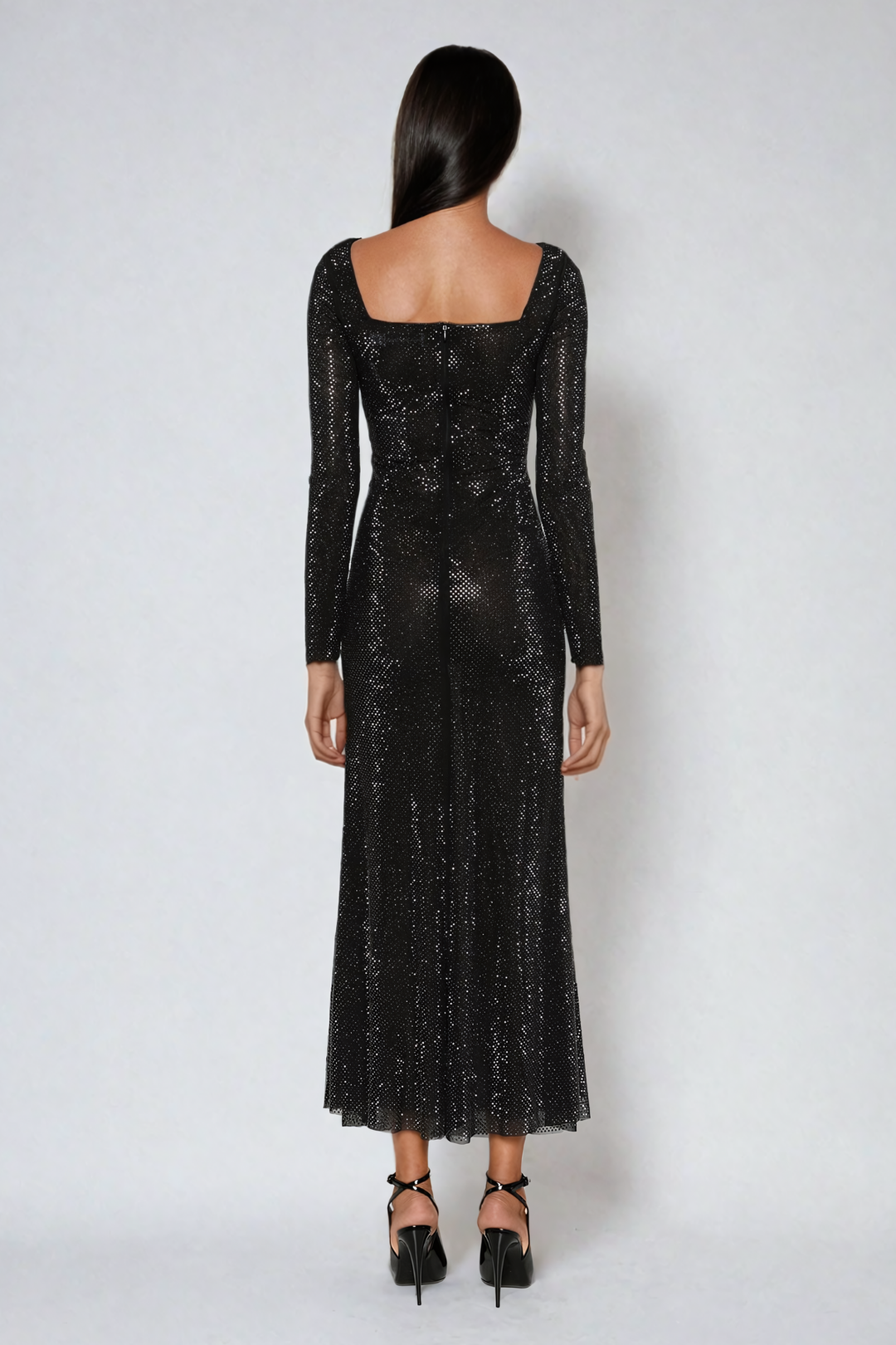 Tate Rhinestone Mesh Maxi Dress - Celestia Couture