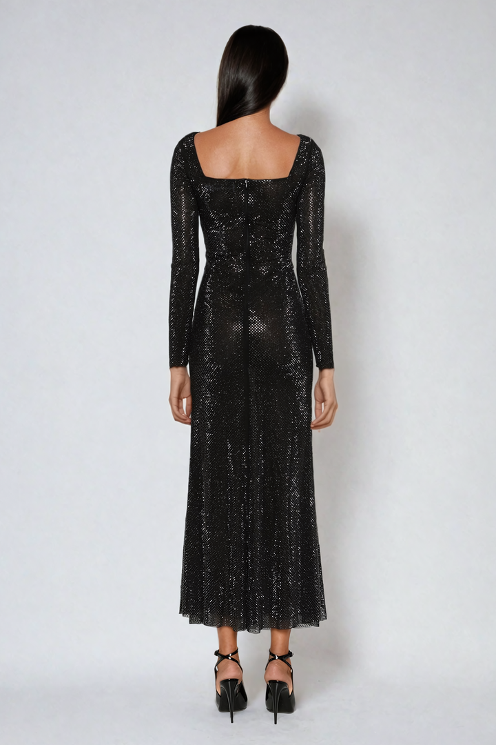 Tate Rhinestone Mesh Maxi Dress - Celestia Couture