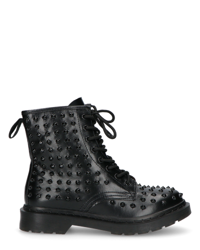 TATY - stivaletti stringati neri con borchie metalliche