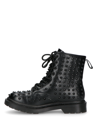 TATY - stivaletti stringati neri con borchie metalliche