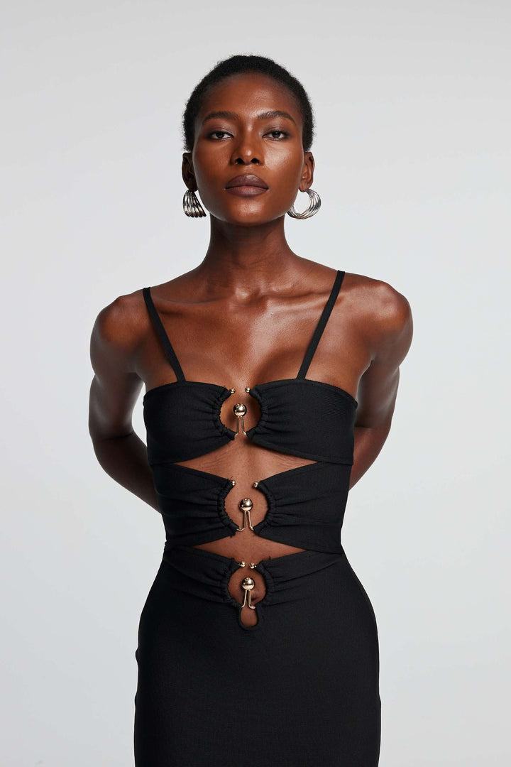 Tessa Hollow Spaghetti Maxi Dress - Celestia Couture
