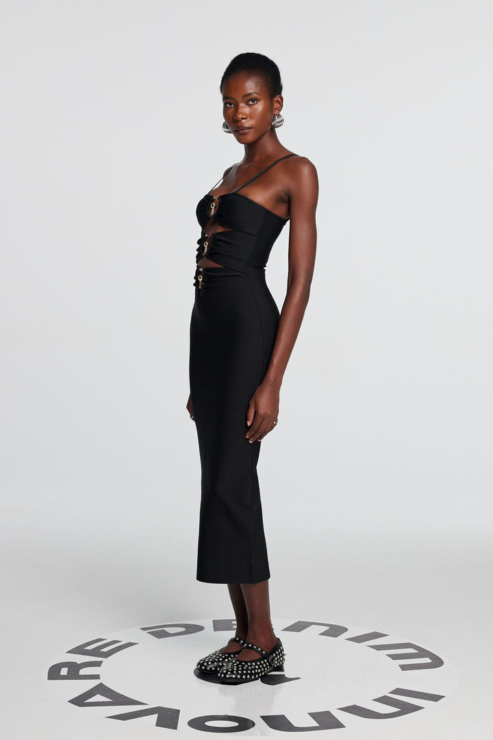 Tessa Hollow Spaghetti Maxi Dress - Celestia Couture