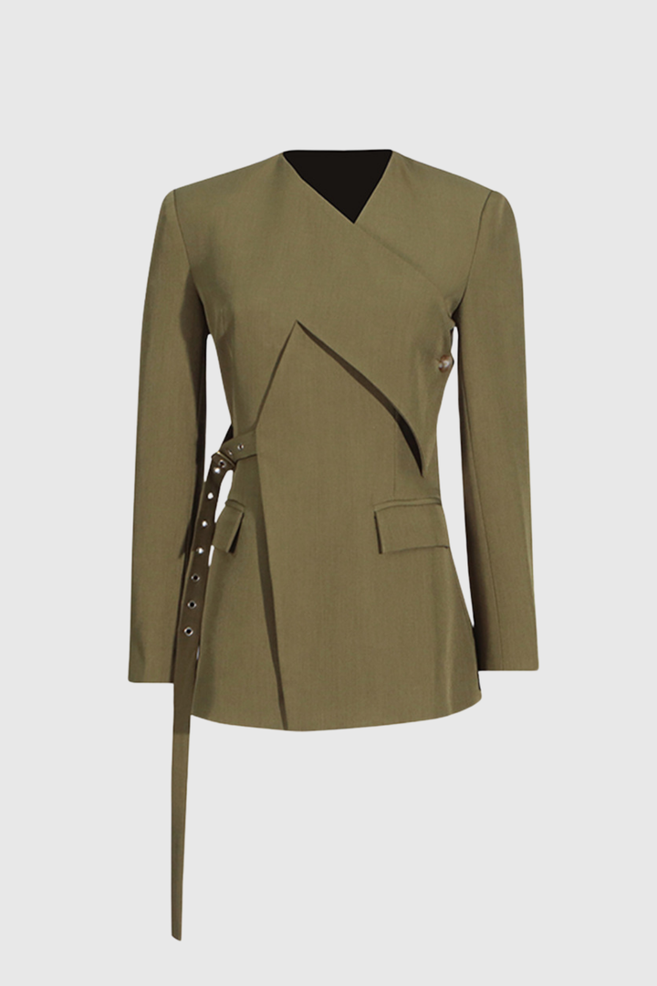 Tripti Cross Buckle Blazer - Celestia Couture
