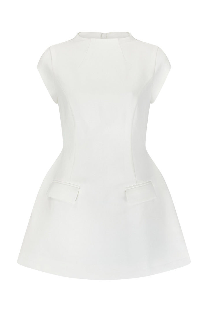 Celestia Cap Sleeve Mini Dress | White - Celestia Couture