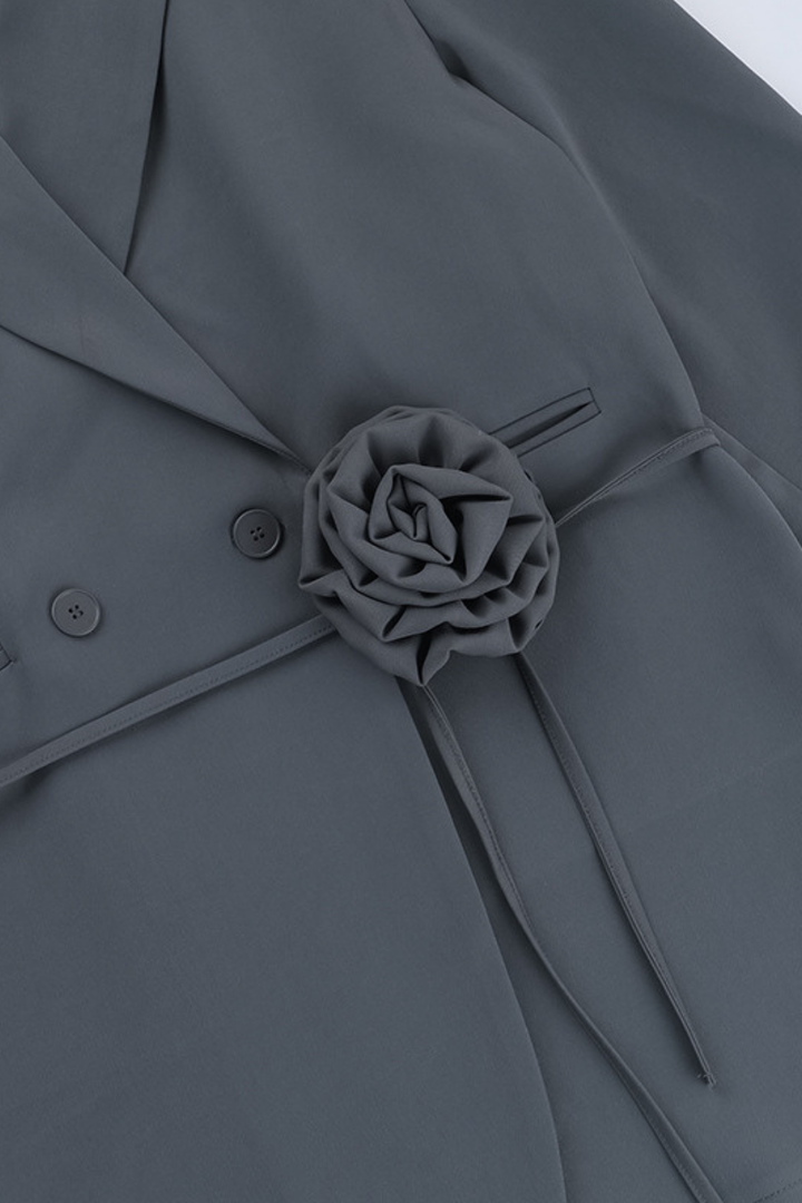 Upasana Flower Lace Up Lapel Blazer - Celestia Couture