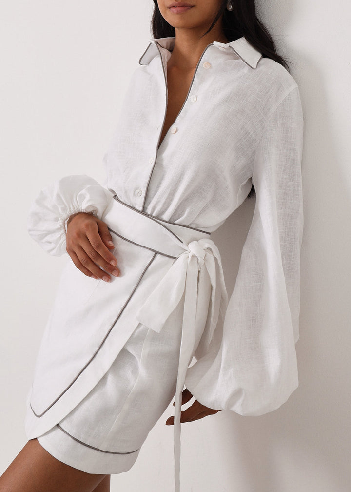 Morgan Elevated Linen Set | White/Taupe