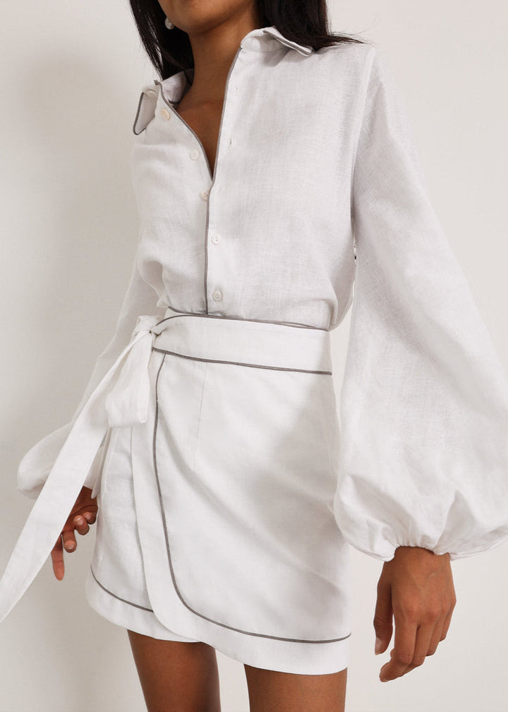 Morgan Elevated Linen Set | White/Taupe