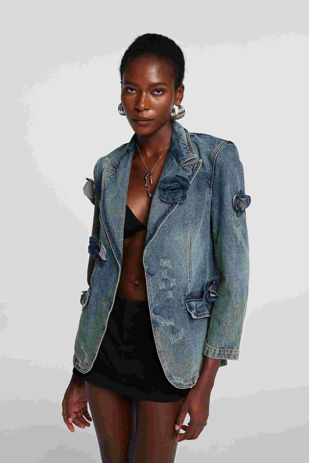 Valery Flower Peak Lapel Jacket - Celestia Couture