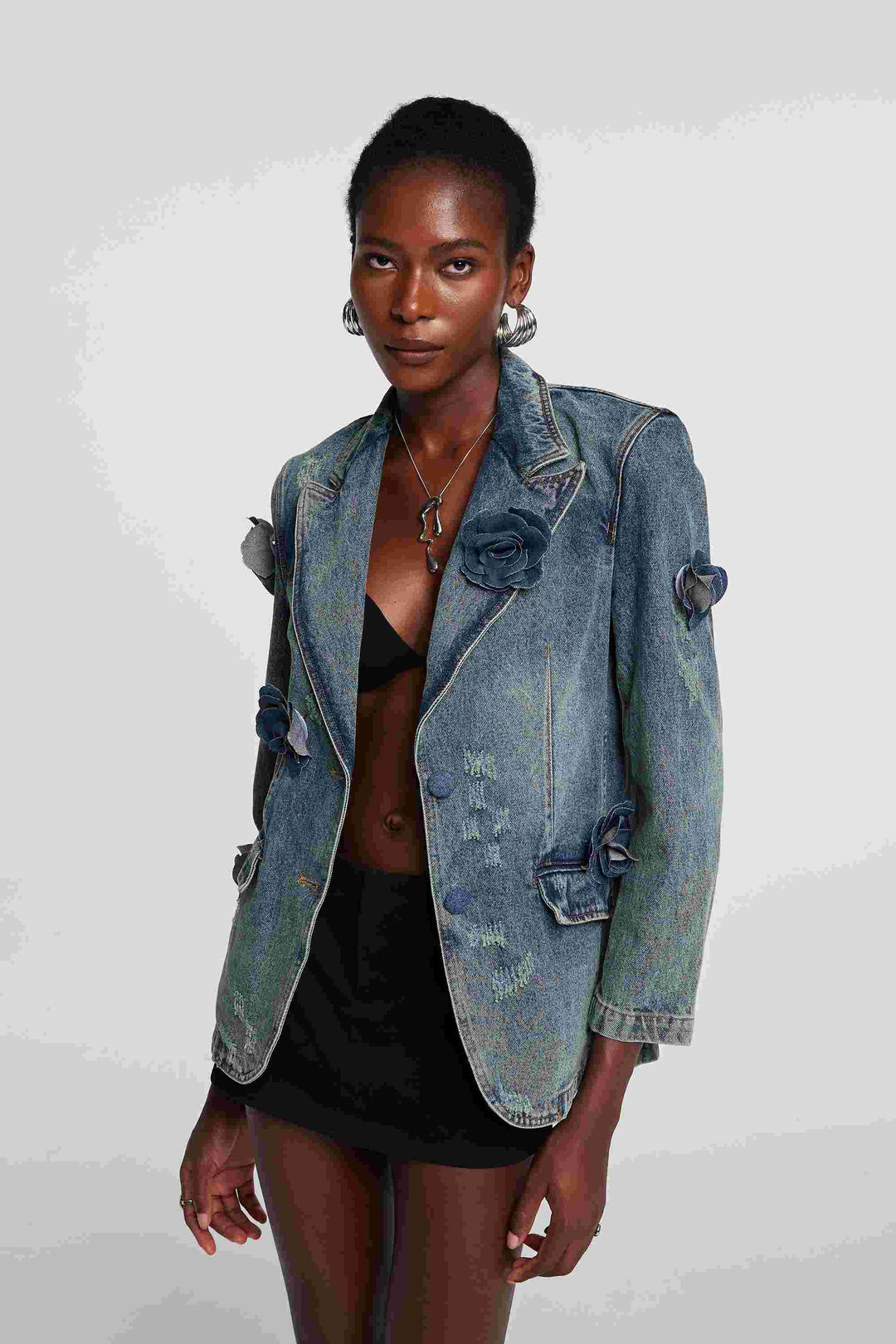 Valery Flower Peak Lapel Jacket - Celestia Couture