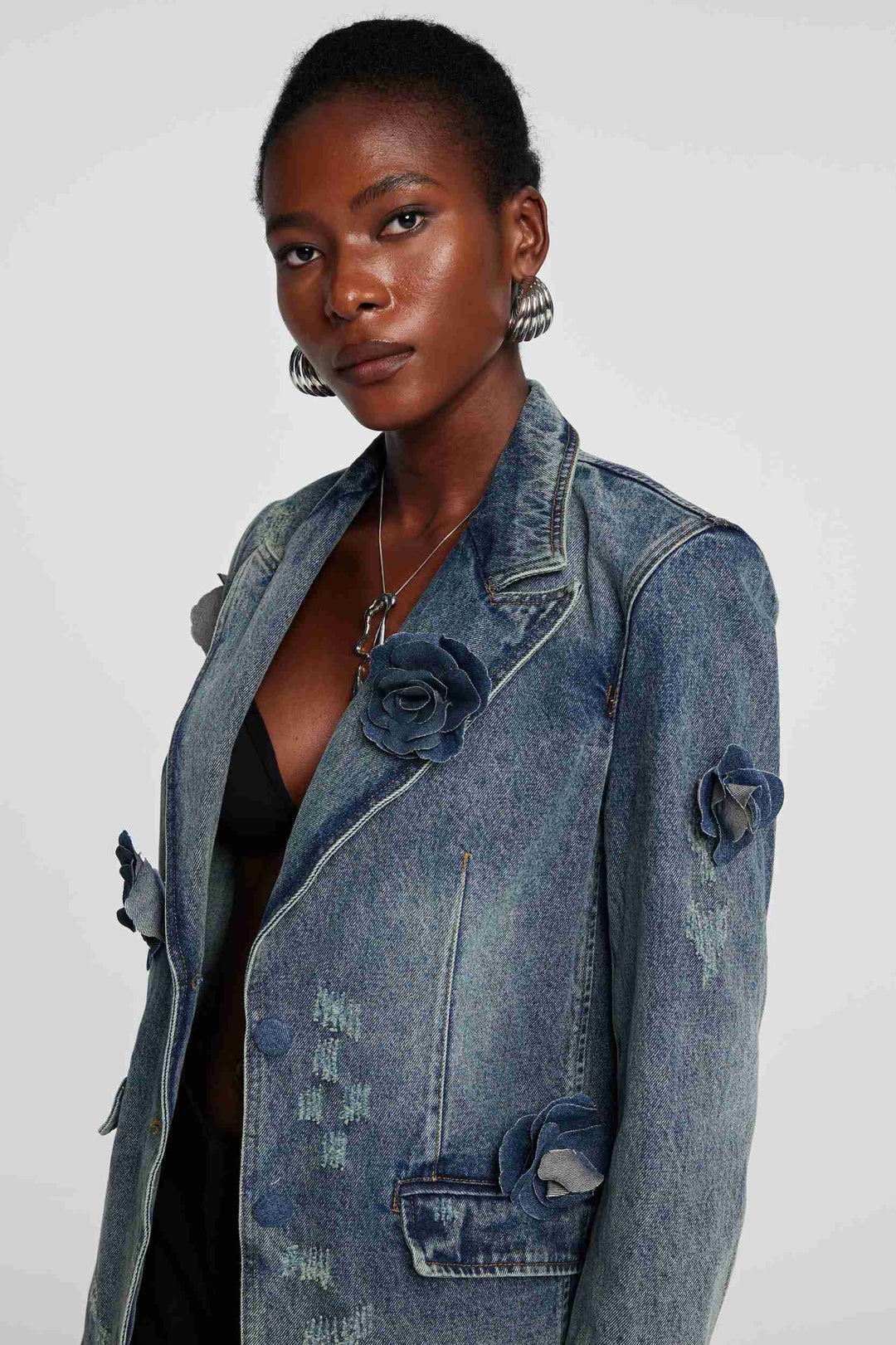 Valery Flower Peak Lapel Jacket - Celestia Couture