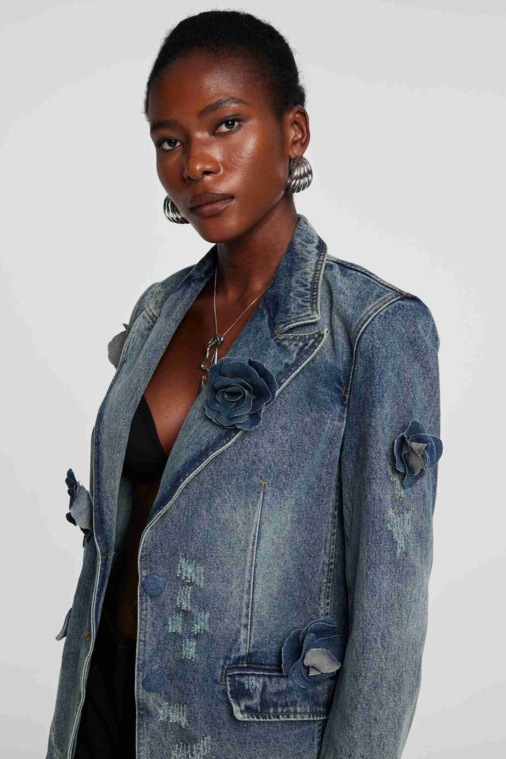 Valery Flower Peak Lapel Jacket - Celestia Couture