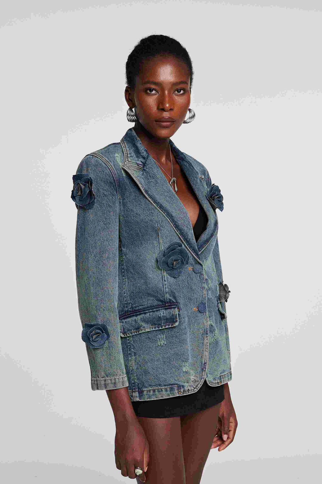 Valery Flower Peak Lapel Jacket - Celestia Couture