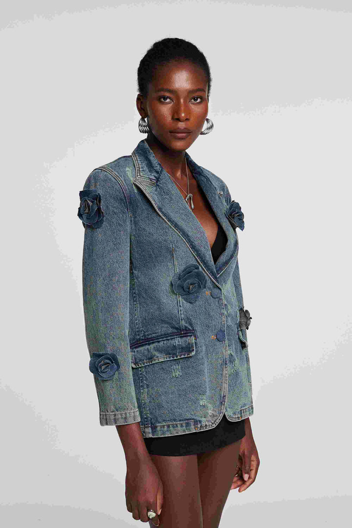 Valery Flower Peak Lapel Jacket - Celestia Couture