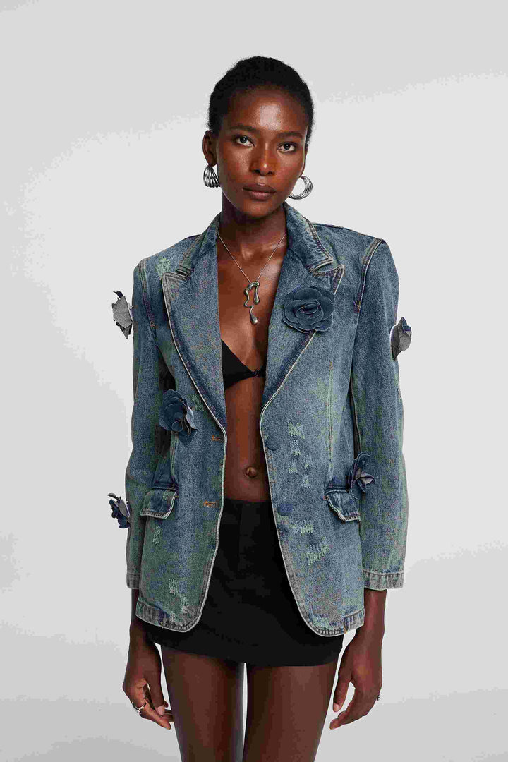 Valery Flower Peak Lapel Jacket - Celestia Couture