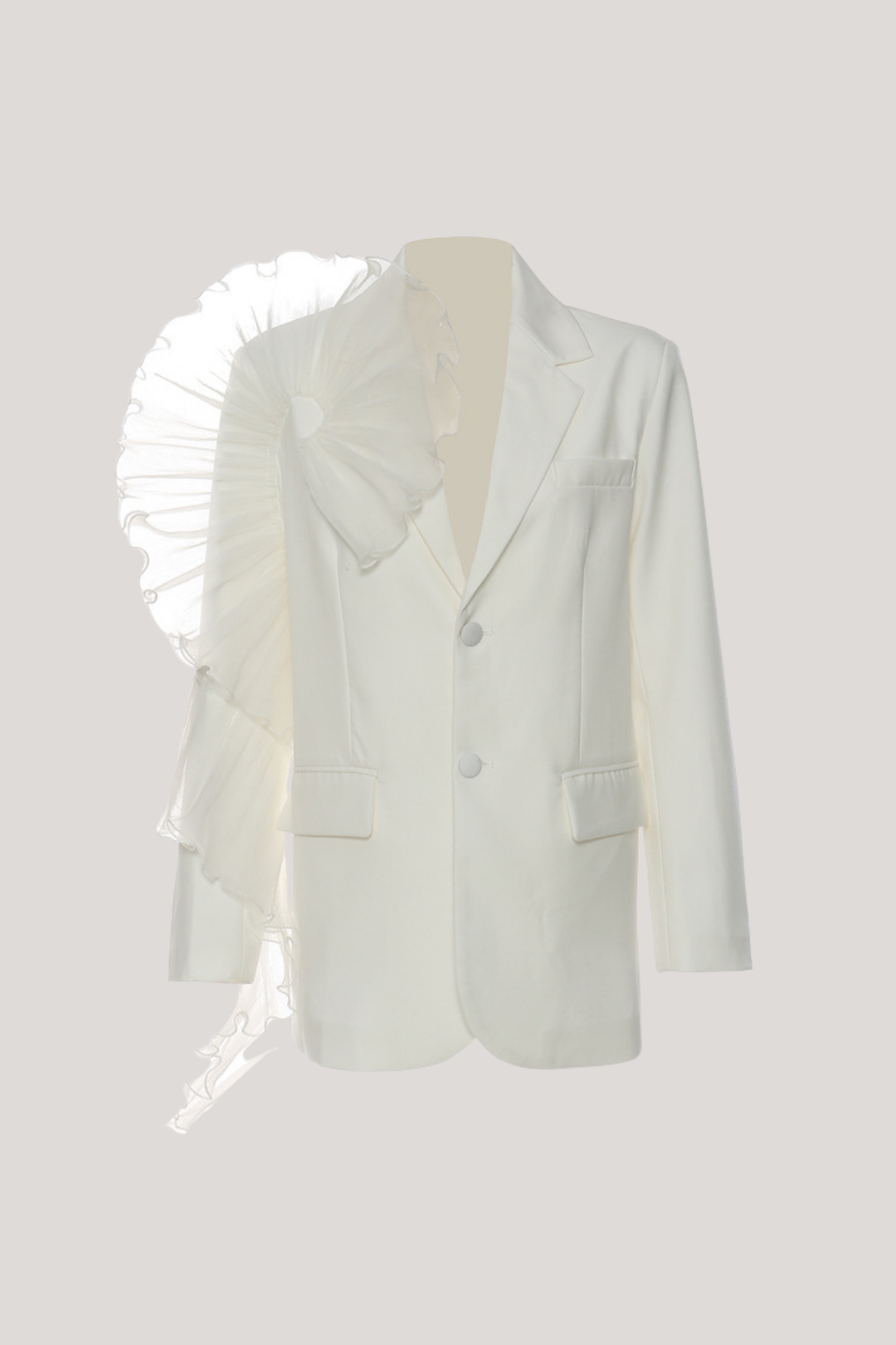 Wellesley Mesh Asymmetric Blazer - Celestia Couture