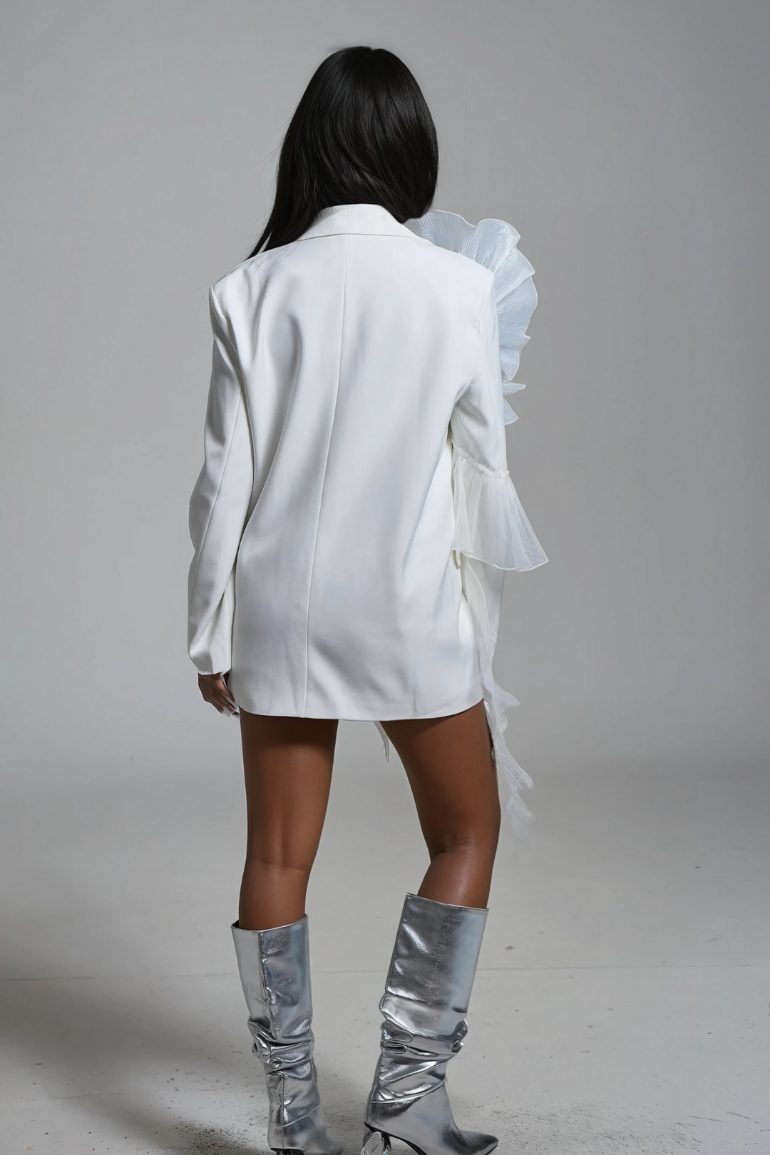 Wellesley Mesh Asymmetric Blazer - Celestia Couture